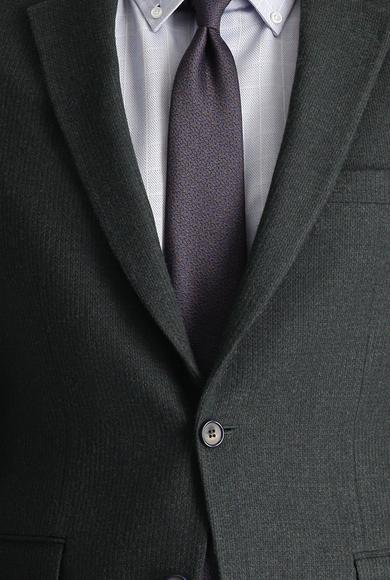 Erkek Giyim - KOYU HAKİ 62 Beden Yünlü Klasik Desenli Ceket