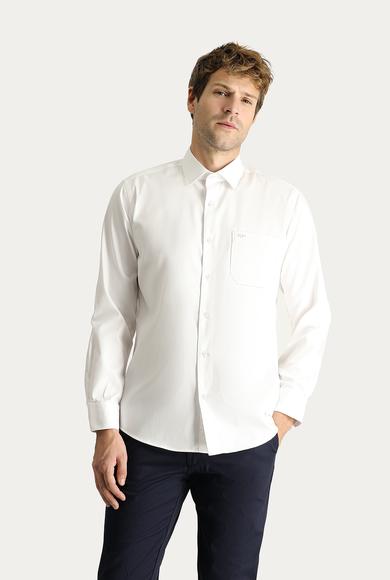 Erkek Giyim - BEYAZ M Beden Uzun Kol Klasik Non Iron Oxford Pamuklu Gömlek