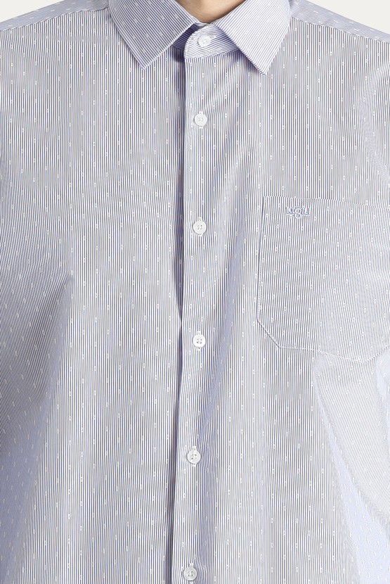 Erkek Giyim - Uzun Kol Non Iron Klasik Desenli Pamuklu Gömlek