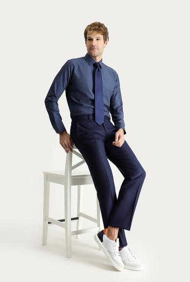 Erkek Giyim - KOYU LACİVERT 48 Beden Slim Fit Dar Kesim Klasik Pantolon