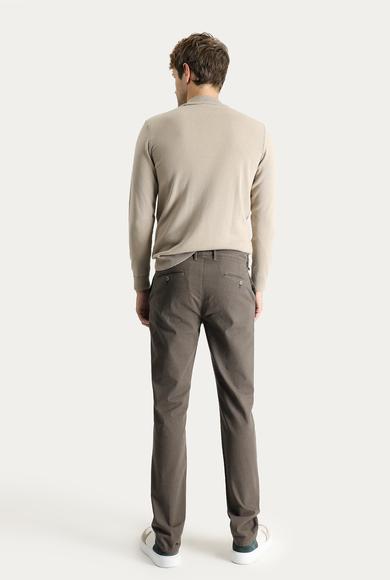 Erkek Giyim - KOYU VİZON 56 Beden Slim Fit Likralı Kanvas / Chino Pantolon