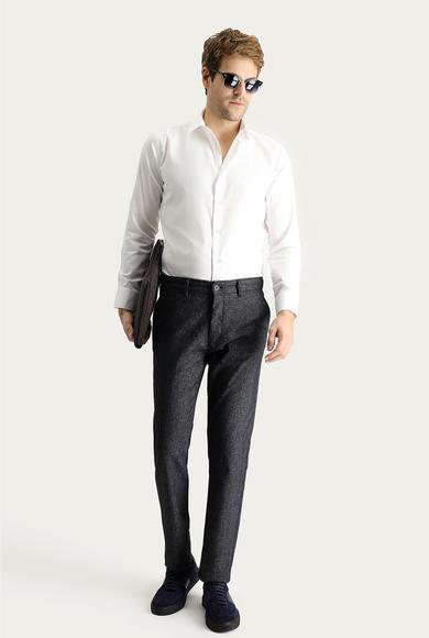 Erkek Giyim - KOYU LACİVERT 50 Beden Regular Fit Desenli Likralı Kanvas / Chino Pantolon