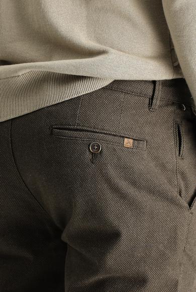 Erkek Giyim - KOYU YEŞİL 52 Beden Regular Fit Desenli Likralı Kanvas / Chino Pantolon