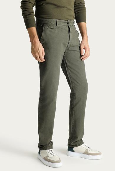 Erkek Giyim - YAG YESILI-OLIVE 46 Beden Slim Fit Likralı Kanvas / Chino Pantolon