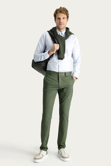 Erkek Giyim - ORMAN YEŞİLİ 62 Beden Regular Fit Likralı Kanvas / Chino Pantolon