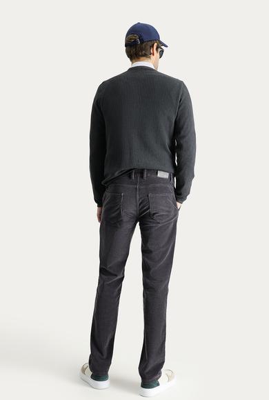 Erkek Giyim - KOYU FÜME 52 Beden Regular Fit Likralı Kadife Pantolon