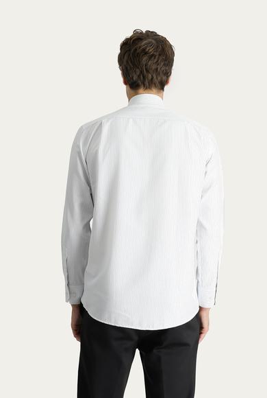 Erkek Giyim - MAVİ M Beden Uzun Kol Klasik Desenli Pamuklu Gömlek