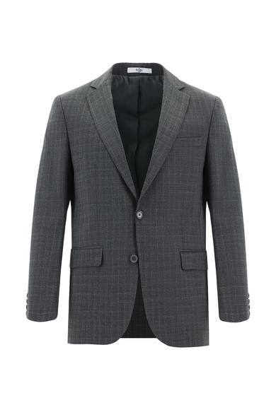 Erkek Giyim - KOYU FÜME 54 Beden Yünlü Klasik Ekose Takım Elbise