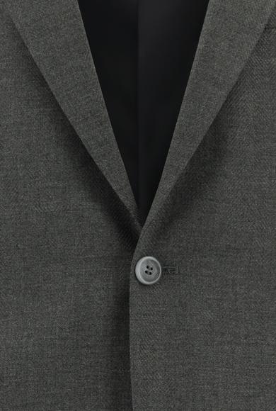 Erkek Giyim - KOYU FÜME 66 Beden Klasik Desenli Pamuklu Ceket