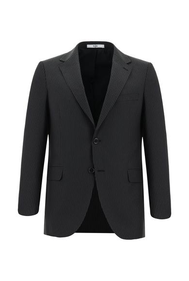 Erkek Giyim - SİYAH 50 Beden Klasik Çizgili Takım Elbise