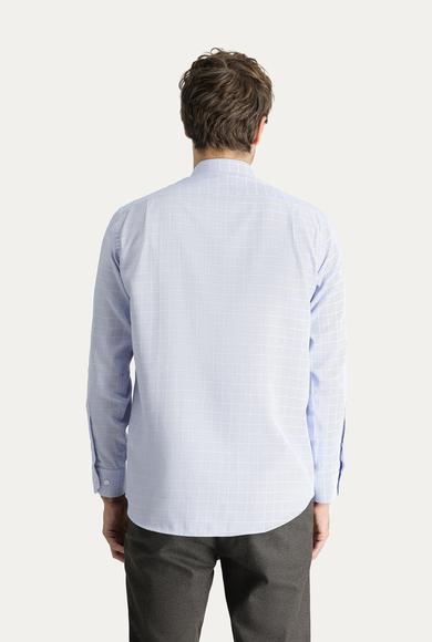 Erkek Giyim - MAVİ 4X Beden Uzun Kol Non Iron Klasik Desenli Pamuklu Gömlek