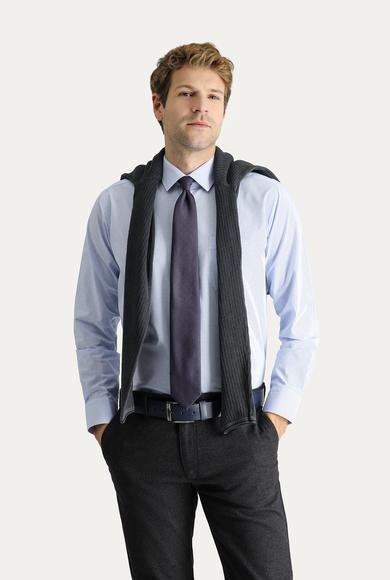 Erkek Giyim - AÇIK MAVİ 3X Beden Uzun Kol Non Iron Klasik Desenli Pamuklu Gömlek