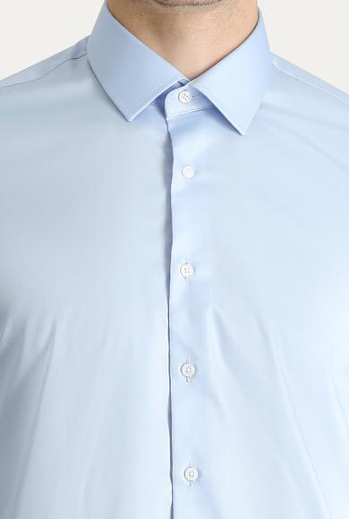 Erkek Giyim - UÇUK MAVİ L Beden Uzun Kol Slim Fit Non Iron Pamuklu Gömlek