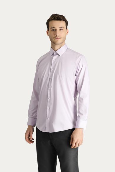 Erkek Giyim - LİLA L Beden Uzun Kol Slim Fit Non Iron Pamuklu Gömlek