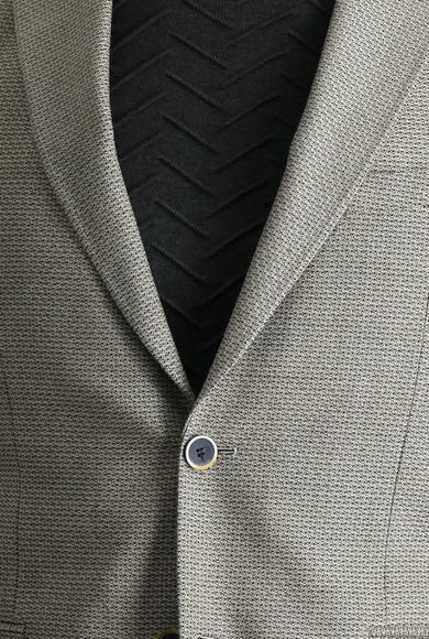 Erkek Giyim - AÇIK VİZON 58 Beden Slim Fit Yünlü Klasik Desenli Ceket