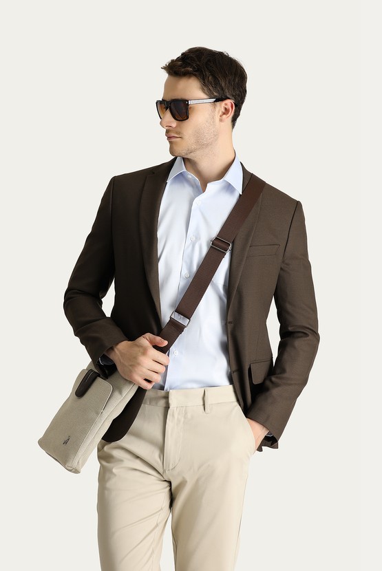 Erkek Giyim - Super Slim Fit Ekstra Dar Kesim Klasik Desenli Ceket