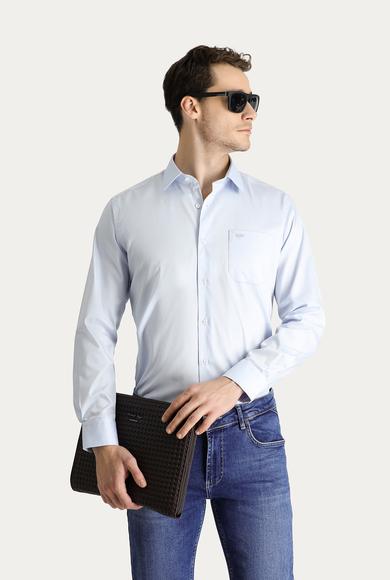 Erkek Giyim - AÇIK MAVİ XL Beden Uzun Kol Klasik Non Iron Oxford Pamuklu Gömlek