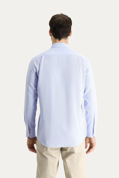 Erkek Giyim - MAVİ M Beden Uzun Kol Regular Fit Oxford Pamuklu Gömlek