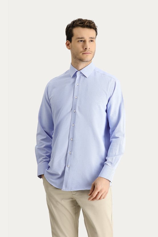 Erkek Giyim - Uzun Kol Regular Fit Oxford Pamuklu Gömlek