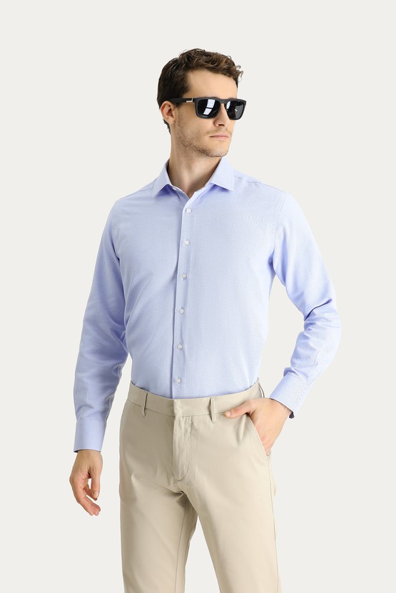 Erkek Giyim - Uzun Kol Regular Fit Oxford Pamuklu Gömlek