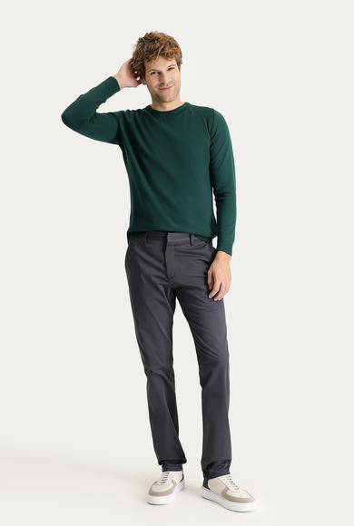 Erkek Giyim - ORTA ANTRASİT 60 Beden Regular Fit Likralı Saten Kanvas / Chino Pantolon