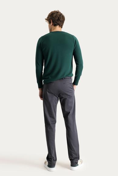 Erkek Giyim - ORTA ANTRASİT 60 Beden Regular Fit Likralı Saten Kanvas / Chino Pantolon