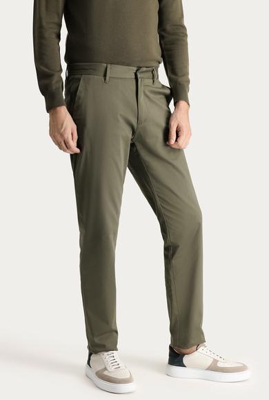 Erkek Giyim - YAG YESILI-OLIVE 50 Beden Regular Fit Likralı Saten Kanvas / Chino Pantolon