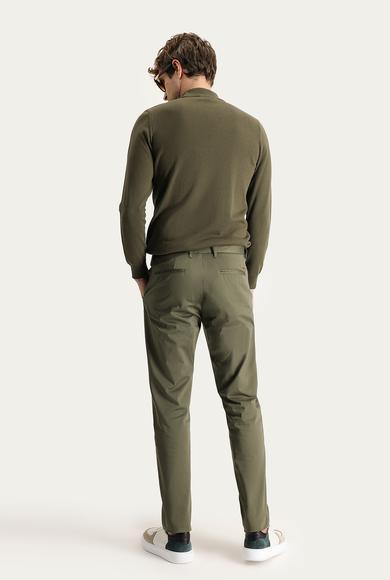 Erkek Giyim - YAG YESILI-OLIVE 50 Beden Regular Fit Likralı Saten Kanvas / Chino Pantolon
