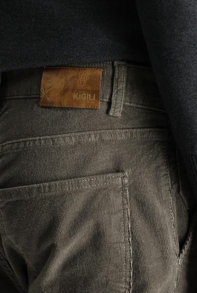 Erkek Giyim - AÇIK HAKİ 52 Beden Regular Fit Likralı Kadife Pantolon