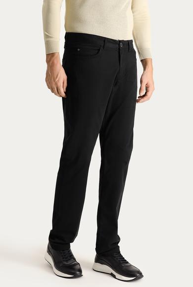 Erkek Giyim - SİYAH 50 Beden Regular Fit Likralı Kanvas / Chino Pantolon