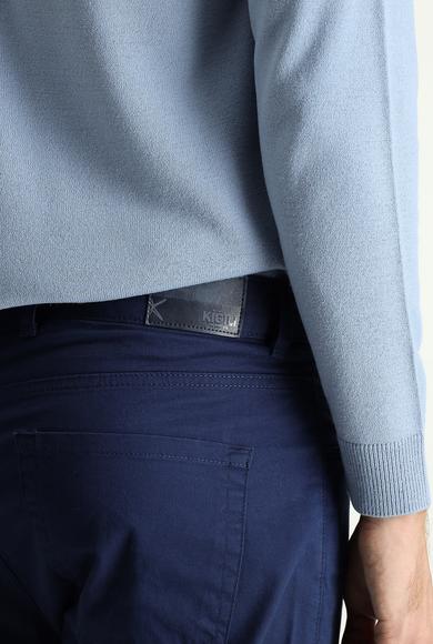 Erkek Giyim - HAVACI MAVİ 50 Beden Regular Fit Likralı Kanvas / Chino Pantolon