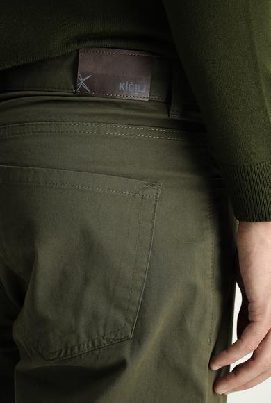 Erkek Giyim - YAG YESILI-OLIVE 54 Beden Regular Fit Likralı Kanvas / Chino Pantolon