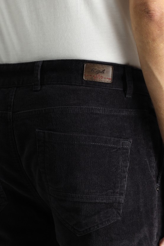 Erkek Giyim - Slim Fit Dar Kesim Likralı Kadife Pantolon
