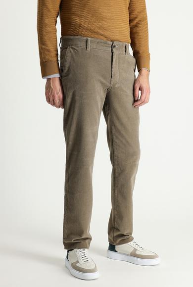 Erkek Giyim - KOYU BEJ 56 Beden Regular Fit Likralı Kadife Pantolon