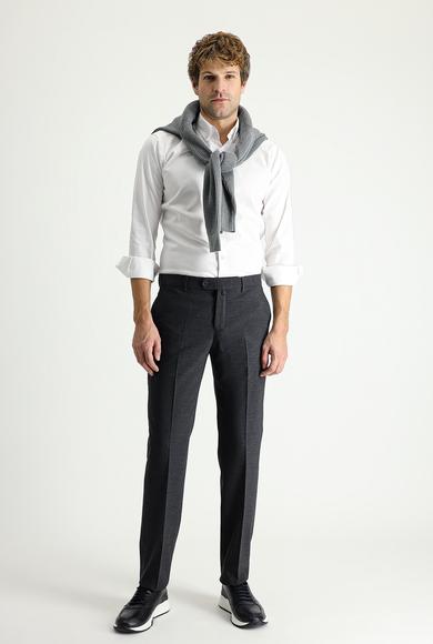 Erkek Giyim - KOYU ANTRASİT 48 Beden Yünlü Klasik Pantolon