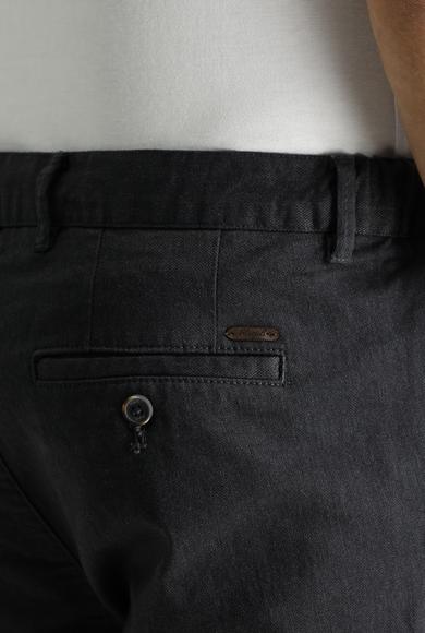 Erkek Giyim - ORTA ANTRASİT 46 Beden Slim Fit Dar Kesim Likralı Kanvas / Chino Pantolon