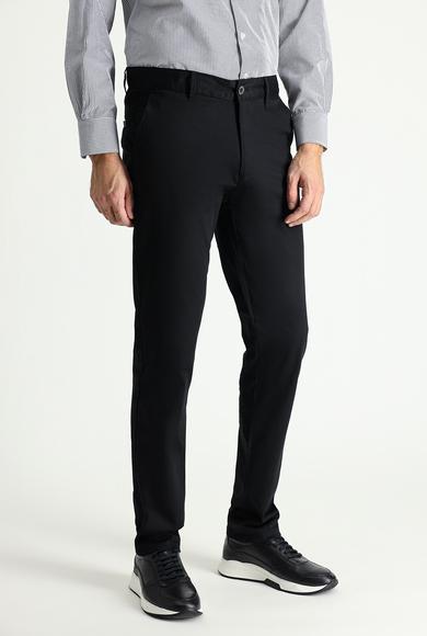 Erkek Giyim - SİYAH 60 Beden Regular Fit Likralı Kanvas / Chino Pantolon