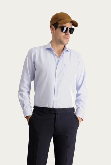 Erkek Giyim - AÇIK MAVİ L Beden Uzun Kol Regular Fit Non Iron Pamuklu Gömlek