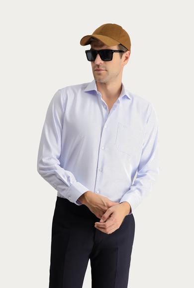 Erkek Giyim - AÇIK MAVİ L Beden Uzun Kol Regular Fit Non Iron Pamuklu Gömlek