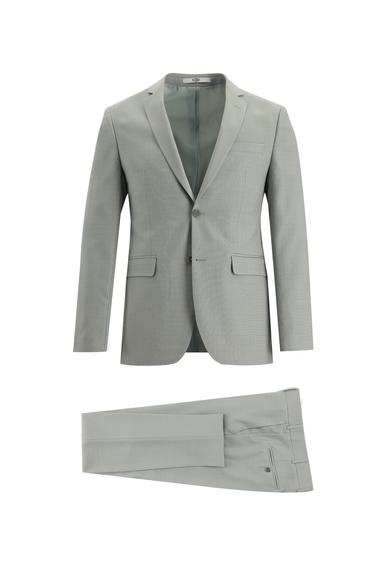 Erkek Giyim - AÇIK GRİ 50 Beden Süper Slim Fit Desenli Klasik Takım Elbise