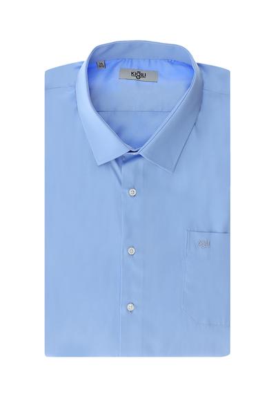 Erkek Giyim - AÇIK MAVİ 5X Beden Büyük Beden Uzun Kol Klasik Pamuk Gömlek