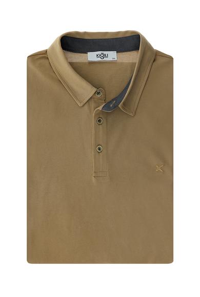 Erkek Giyim - ORTA BEJ 7X Beden Büyük Beden Polo Yaka Pamuklu Tişört