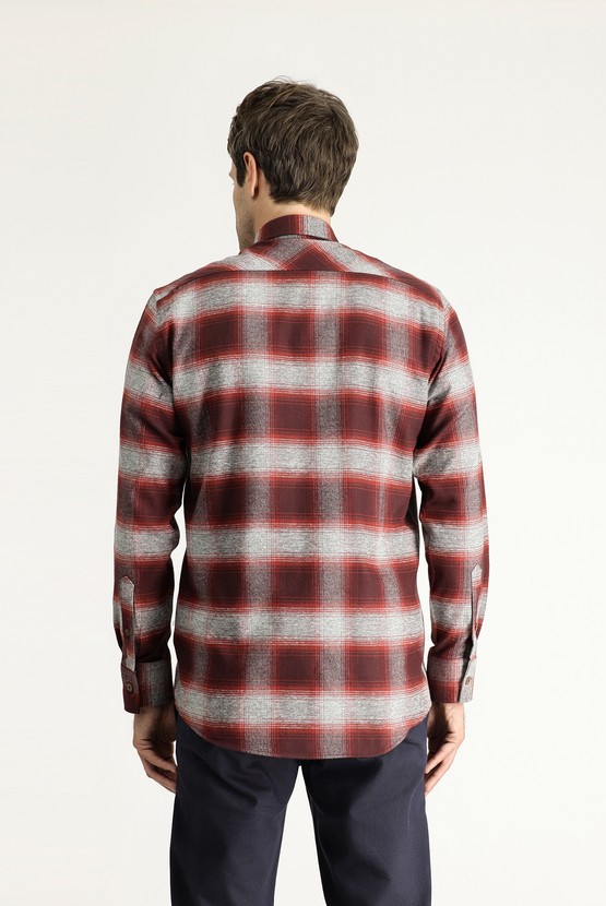 Erkek Giyim - Uzun Kol Regular Fit Oduncu Ekose Pamuk Gömlek