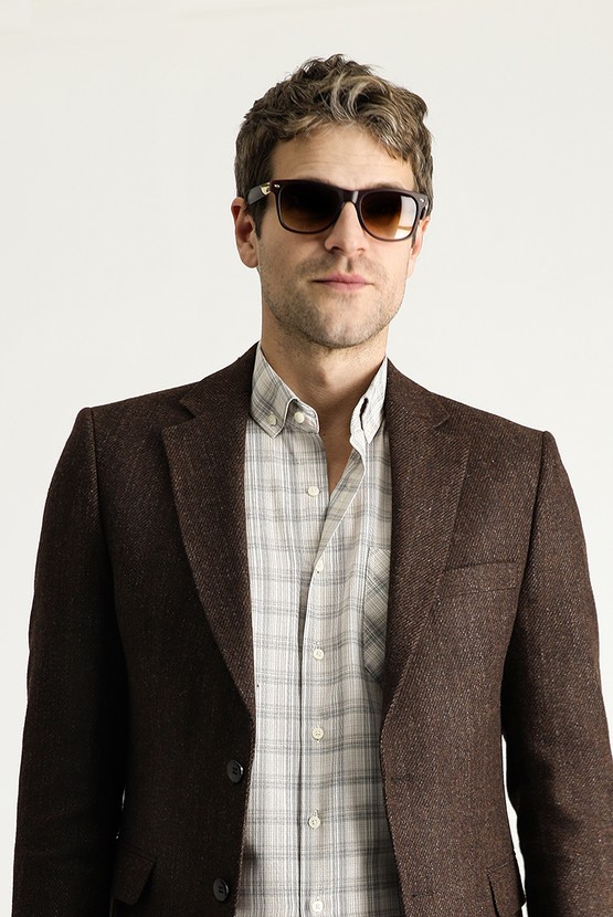 Erkek Giyim - Slim Fit Dar Kesim Yünlü Klasik Desenli Ceket