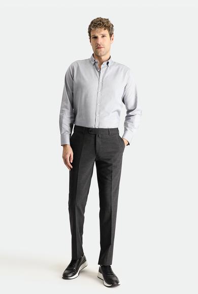 Erkek Giyim - KOYU ANTRASİT 48 Beden Yünlü Klasik Kumaş Pantolon