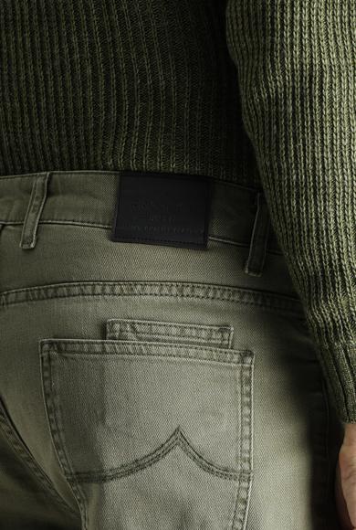 Erkek Giyim - ORTA HAKİ 54 Beden Süper Slim Fit Likralı Denim Pantolon