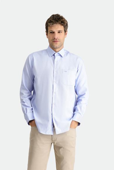 Erkek Giyim - MAVİ XXL Beden Uzun Kol Klasik Oxford Non Iron Pamuklu Gömlek