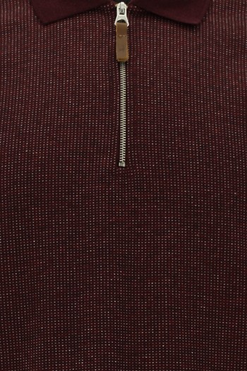 Polo Yaka Regular Fit Fermuarlı Desenli Sweatshirt