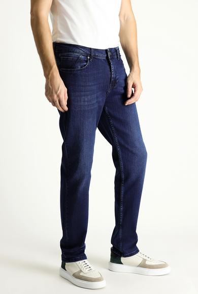 Erkek Giyim - KOYU LACİVERT 48 Beden Regular Fit Likralı Denim Pantolon