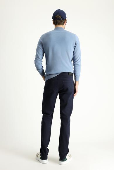 Erkek Giyim - KOYU LACİVERT 54 Beden Slim Fit Likralı Kanvas / Chino Pantolon